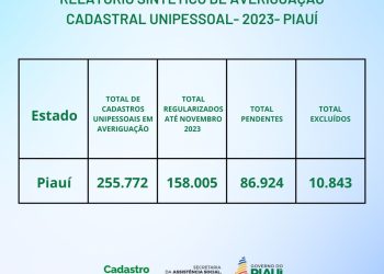 Piauí realiza atualização de cadastros de familias unipessoais