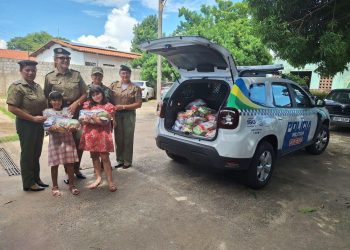 Criança arrecada cestas básicas como presente de aniversário; PM ajuda na entrega