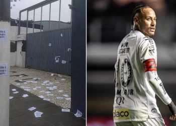 Torcida do Santos espalha cartazes no CT e manda recado a Neymar