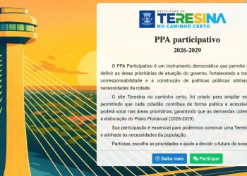 Prefeitura de Teresina lança sistema para participação popular no planejamento urbano
