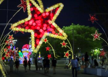 Prefeitura de Teresina entrega decoração de Natal com árvore gigante e ilumina parque e pontes