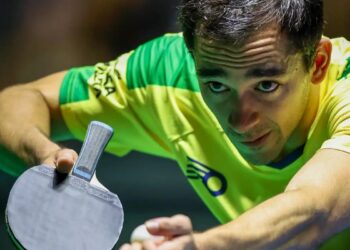 Em duelo equilibrado, Hugo Calderano fica com o bronze no WTT de Doha