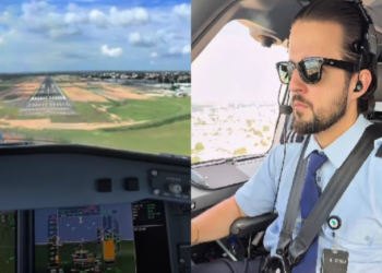 Piloto registra pouso em Teresina de dentro da cabine de aeronave